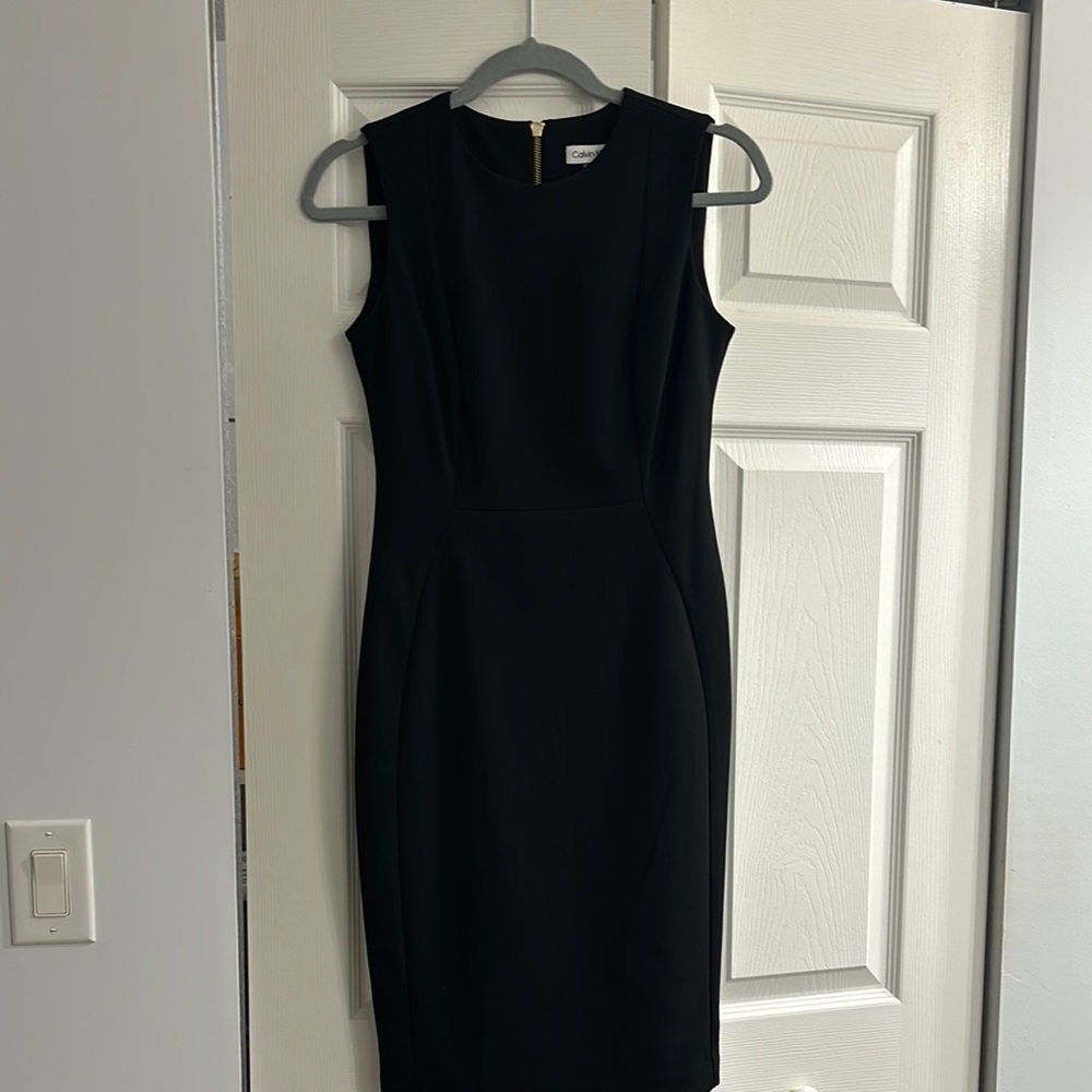 Calvin Klein Black Sleeveless Sheath Midi Dress